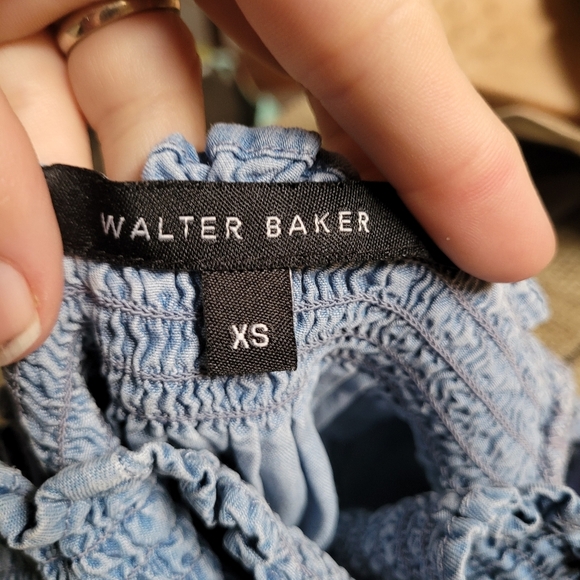 Walter Baker Chambray Off Shoulder Jumpsuit - Picture 2 of 5